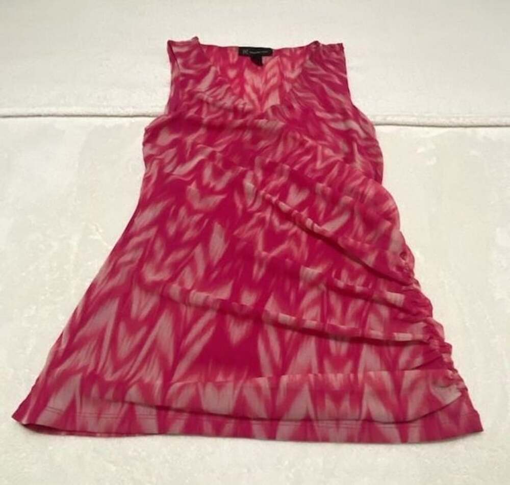 INC International Concepts Printed Top Blouse Pink White Petite PS